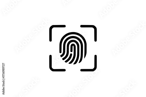 Fingerprint Scan in Box Icon on White Background
