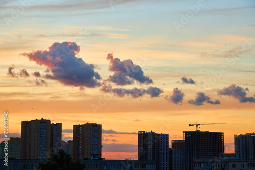 Wallpaper Mural A beautiful pastel sunset sky over a city skyline. Torontodigital.ca