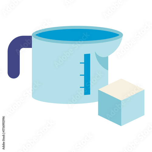 measuring cup with sugar cube icon flat icon
