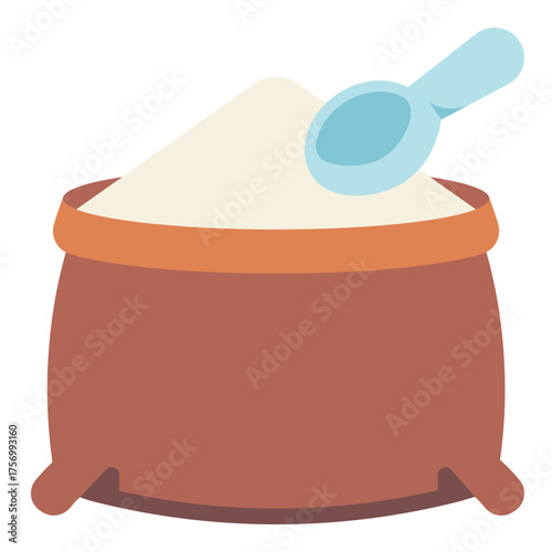 sugar sack with spoon icon flat icon