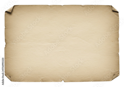 Photography Old paper texture isolated PNG with curled edges, vintage parchment background f