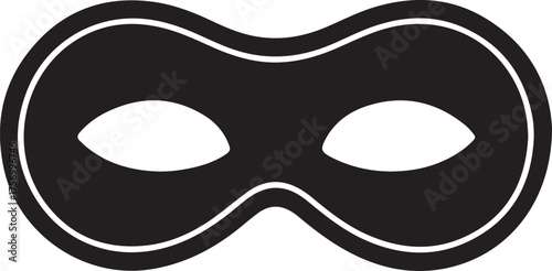 Black anonymous domino mask icon for hero or villain disguise.