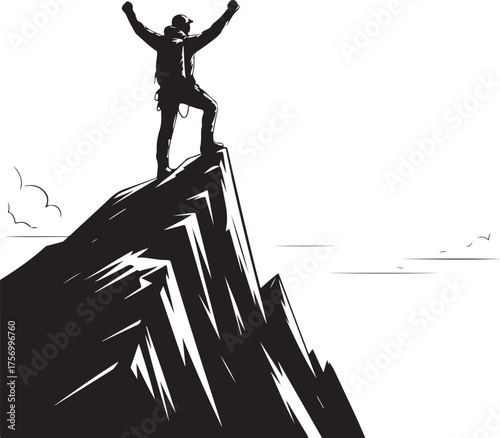 A mountaineer hiking on the mountain.