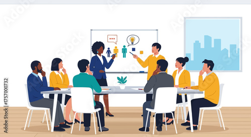 Diverse Team Members Participating in Business Meeting.