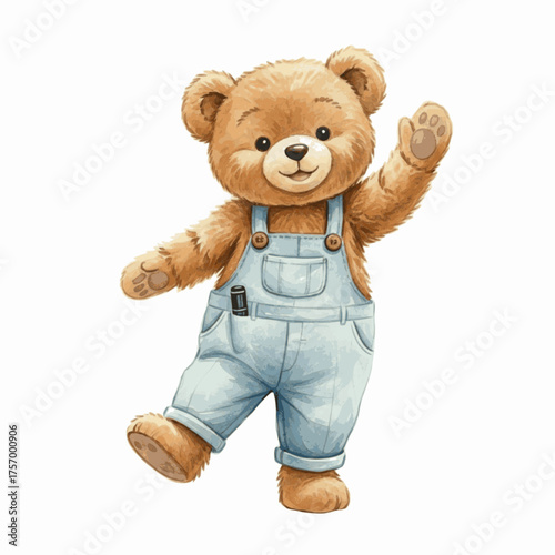Curious Cub Exploring Adventurous Bear Cub isolated watercolor vector illustration svg
