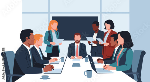 Diverse Business Team Meeting Around Conference Table.