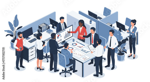 Business Team Analyzing Data at Office Meeting.