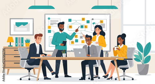 Diverse Team Collaborating in Modern Office Meeting.