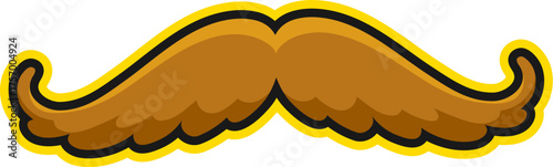 Cowboy mustaches western and Wild West Y2K groovy sticker. American ranch and rodeo groovy vector sticker, Texas cowboy Y2K patch. Western history tag or label with cowboy or bandit curly mustaches