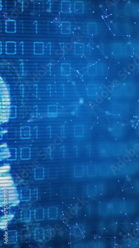 Animation of light bulb, binary coding and data processing