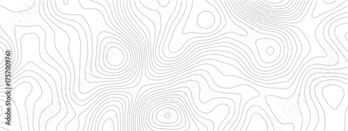 Topographic map seamless pattern contour lines on white background vector illustration for cartography and geography projects