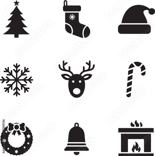 set of Christmas icons editable file