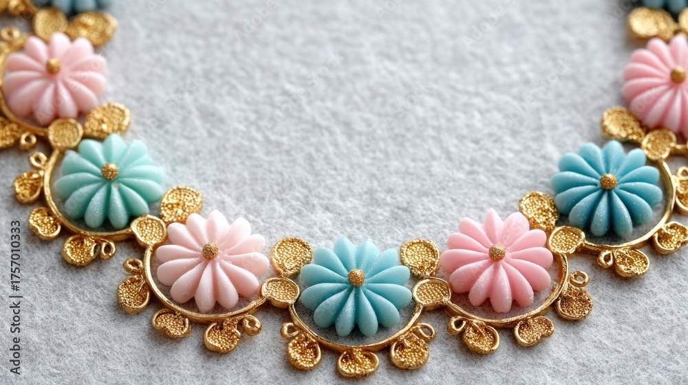 Fototapeta premium Elegant rococo frame with golden festive details perfect for luxurious decor projects