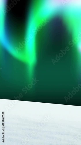 Animation of aurora borealis in christmas winter scenery background