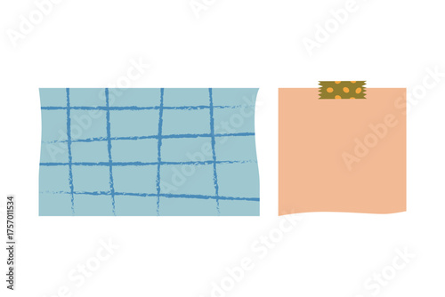 Grid and Sticky Note Vector Illustration. Simple design useful for planners, presentations, and stationery themes.