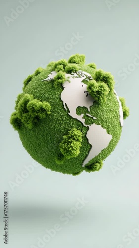 Green earth globe with trees symbolizing care for environment
