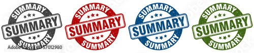 summary stamp. summary round stamp set isolated on white background
