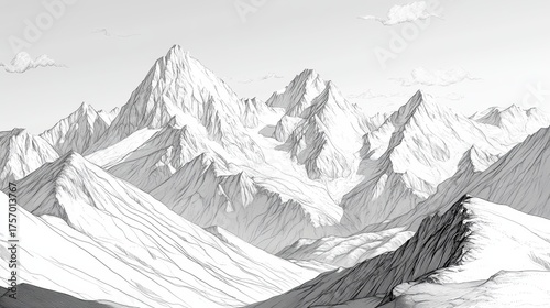 A detailed line art coloring page of Denali National Park showcases the majestic Denali mountain range, representing adventure, nature, peace, exploration, and serenity
