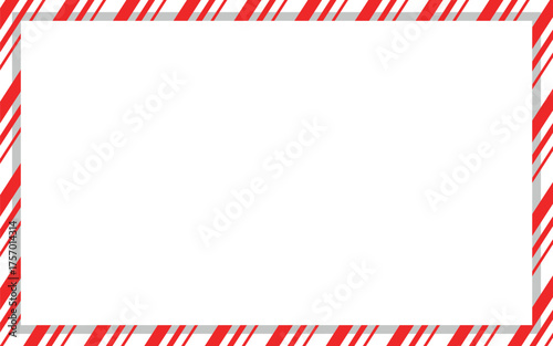 Christmas Candy Cane Border Frame, Red Striped Decorative Edge for Holiday Cards, Invitations, Web and Print