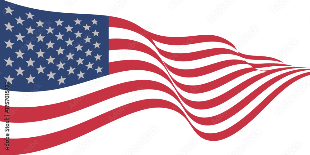 Obraz premium Waving american flag banner with stars and stripes fluttering vector