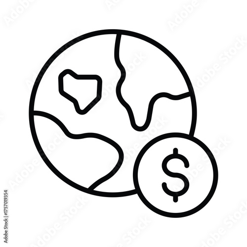 line outline icon of global business in modern design style
