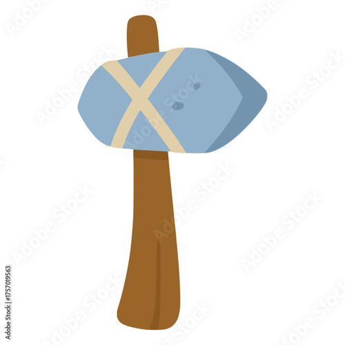Ancient stone axe tool weapon caveman flat color vector illustration template design