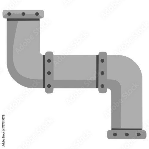 curved pipeline plumbing system flat color vector illustration template design