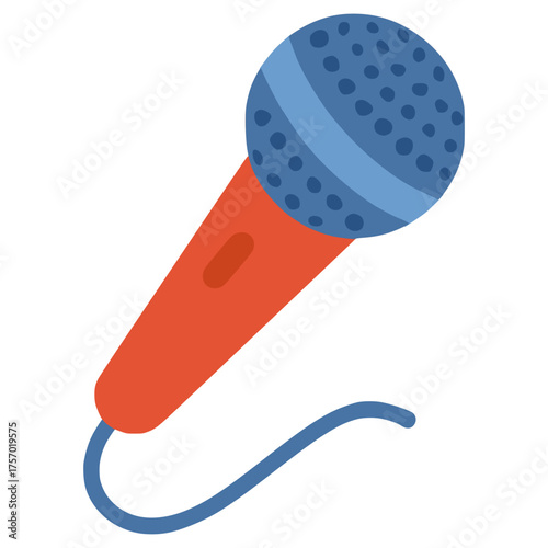 microphone audio device technology flat color vector illustration template design