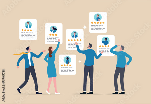 Choosing candidate alternative, recruitment human resources manager, finding employee for job vacancy, discover new talent or applicant concept, business people HR choosing prospect candidate resume