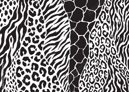 Abstract hybrid animal skin pattern design. Animal print vector illustration background. Wildlife fur skin design illustration for web, home decor, fashion, surface, graphic design