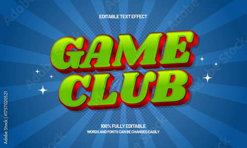 game club editable text effect