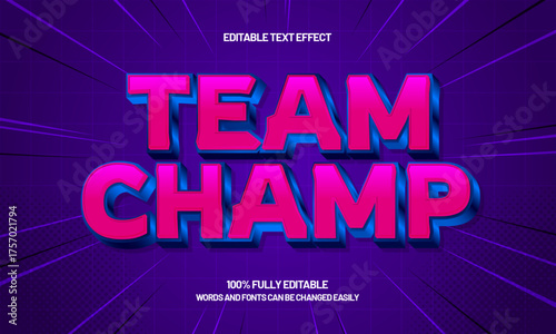 team champ editable text effect