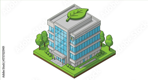 Eco-Friendly Building Sustainable Architecture for a Green Future - Isometric View