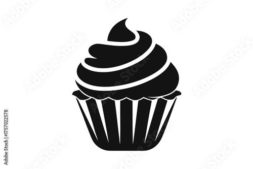 cupcake silhouette icon bakery dessert sweet treat confection pastel frosting