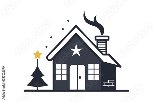 village house icon small cozy building minimal home illustration