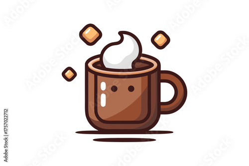 hot cocoa cup with marshmallow icon sweet drink warm beverage cup cozy