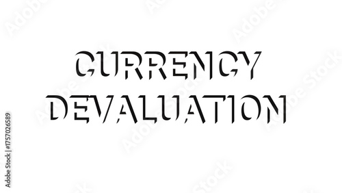 A conceptual graphic illustrating the financial term currency devaluation, representing economic crisis, inflation, and monetary policy