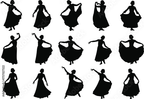 Dancer in Traditional Dress Silhouette – Vector Illustration