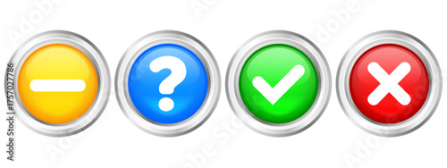 Vector check mark icon. Set of verification icons. Green check mark and red cross. Approval and rejection symbols. Element for your design, website, app, etc.