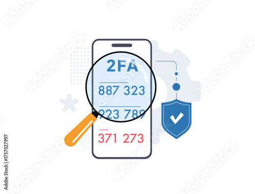 Two-factor authentication - 2fa concept with secure login, password verification and smartphone confirmation enhances digital safety and user privacy protection in online accounts vector illustration