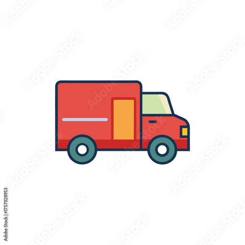 Wallpaper Mural Red delivery truck icon with a simple flat design on a black background Torontodigital.ca