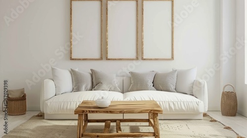 Minimalist Living Room with White Sofa and Natural Decor