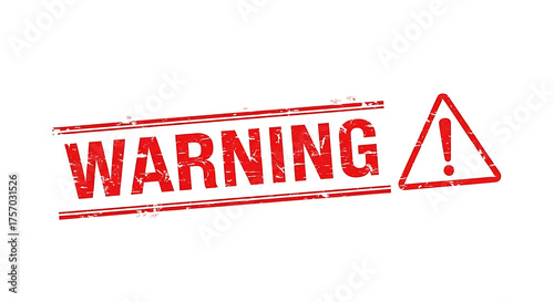 Red warning stamp with the word WARNING and an exclamation mark symbol.