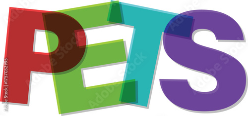 Colorful wordmark illustration of pets in rainbow hues for animal lovers