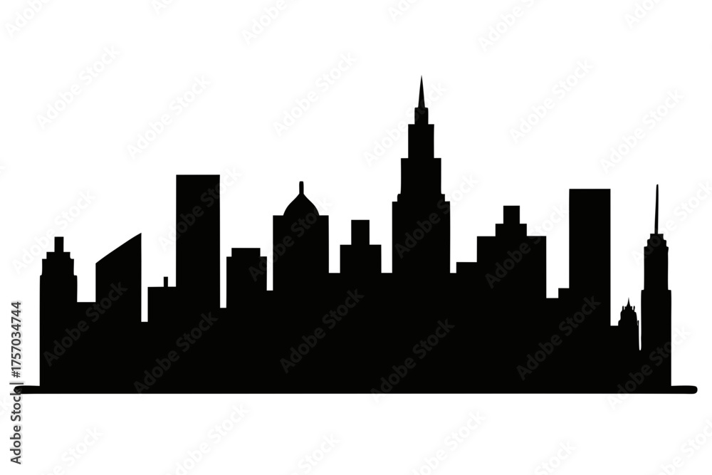 Naklejka premium Chicago City Skyline silhouette vector, City buildings black symbol 