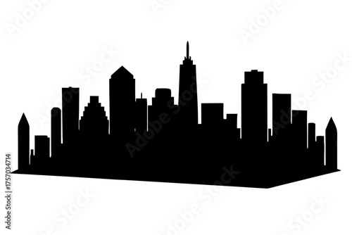 Chicago City Skyline silhouette vector, City buildings black symbol
