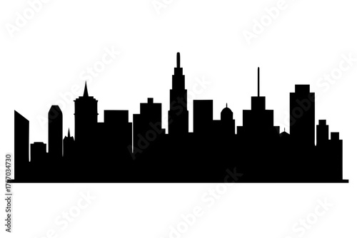 Chicago City Skyline silhouette vector, City buildings black symbol
