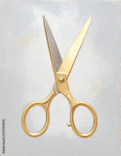 Gold scissors against a light gray background