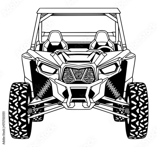 Off-Road UTV Buggy Line Art Coloring Page, Side By Side, ATV, Extreme Sport, Adventure, Outdoor