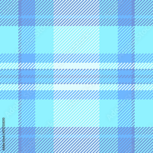 Punk seamless background plaid, chequered check tartan textile. Youth texture pattern fabric vector in cyan and blue colors.